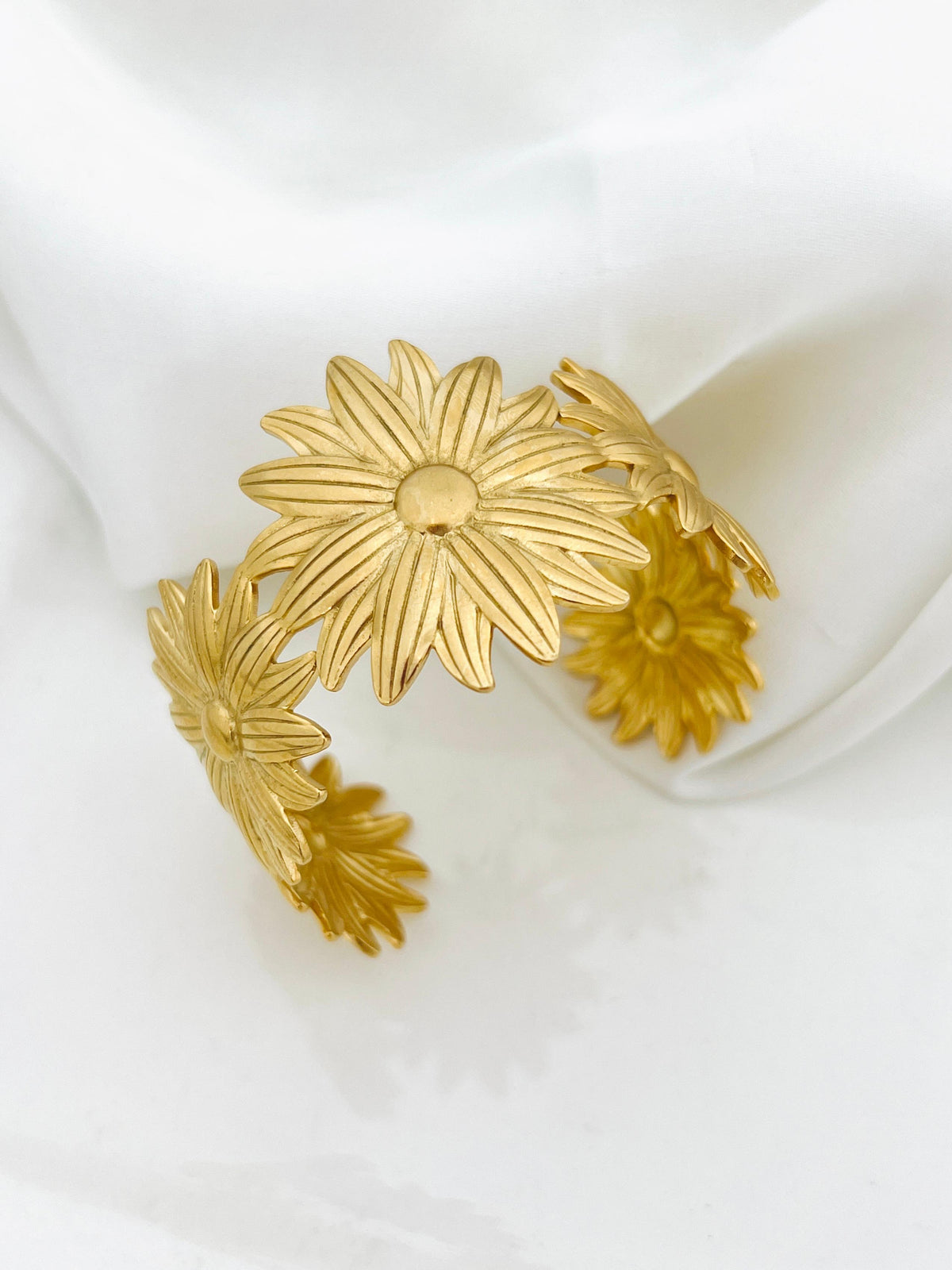 Golden Sunflower HandCuff Stainless Steel
