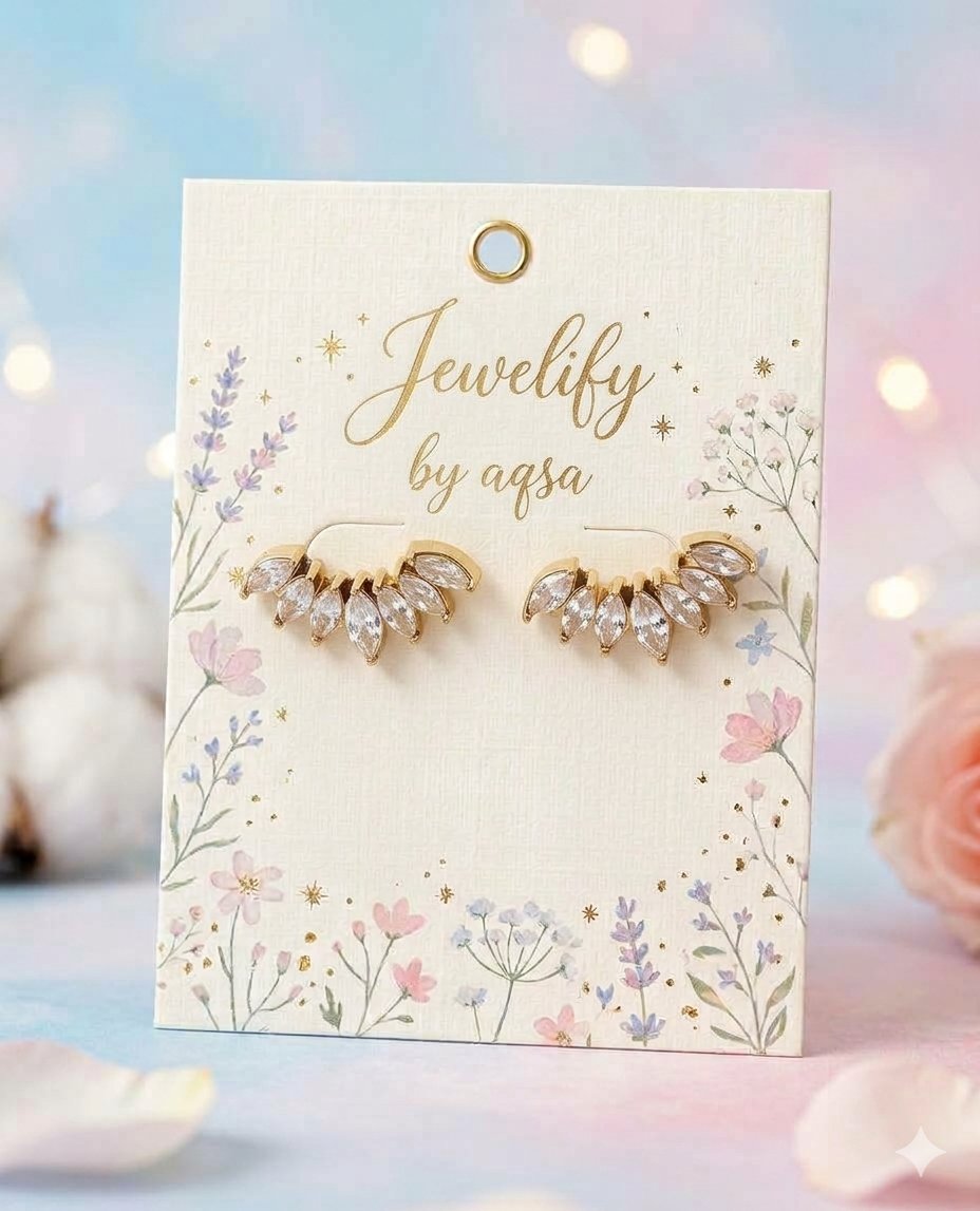 Zircon Crown Wing Studs_Glod Plated 🌟❤️🔥