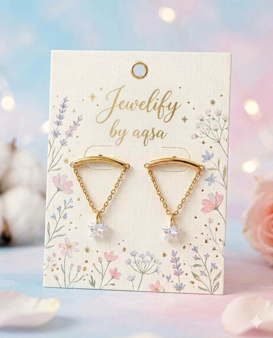 Star Chain Drop Earrings🌟_Gold Plated ❤️🔥