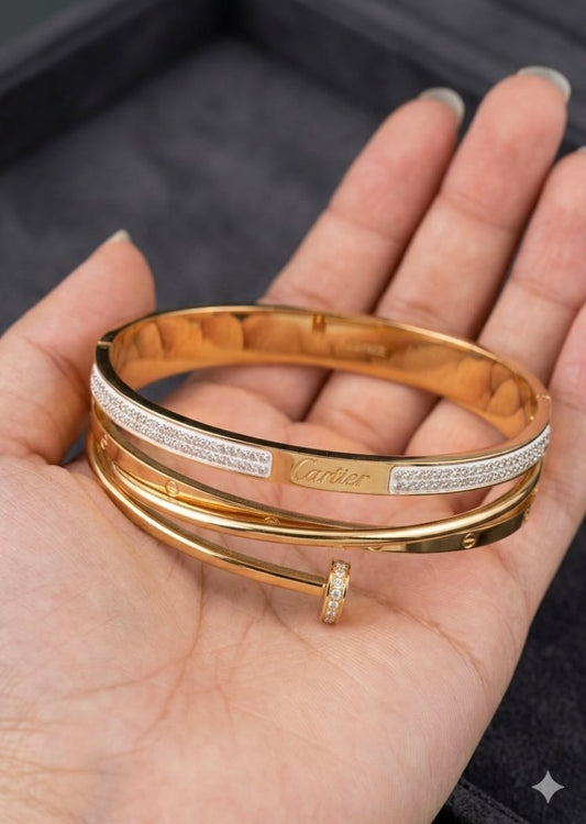 Premium Stainless 3 layers Nail cuff with stone work & orginal stamp❤️‍🔥