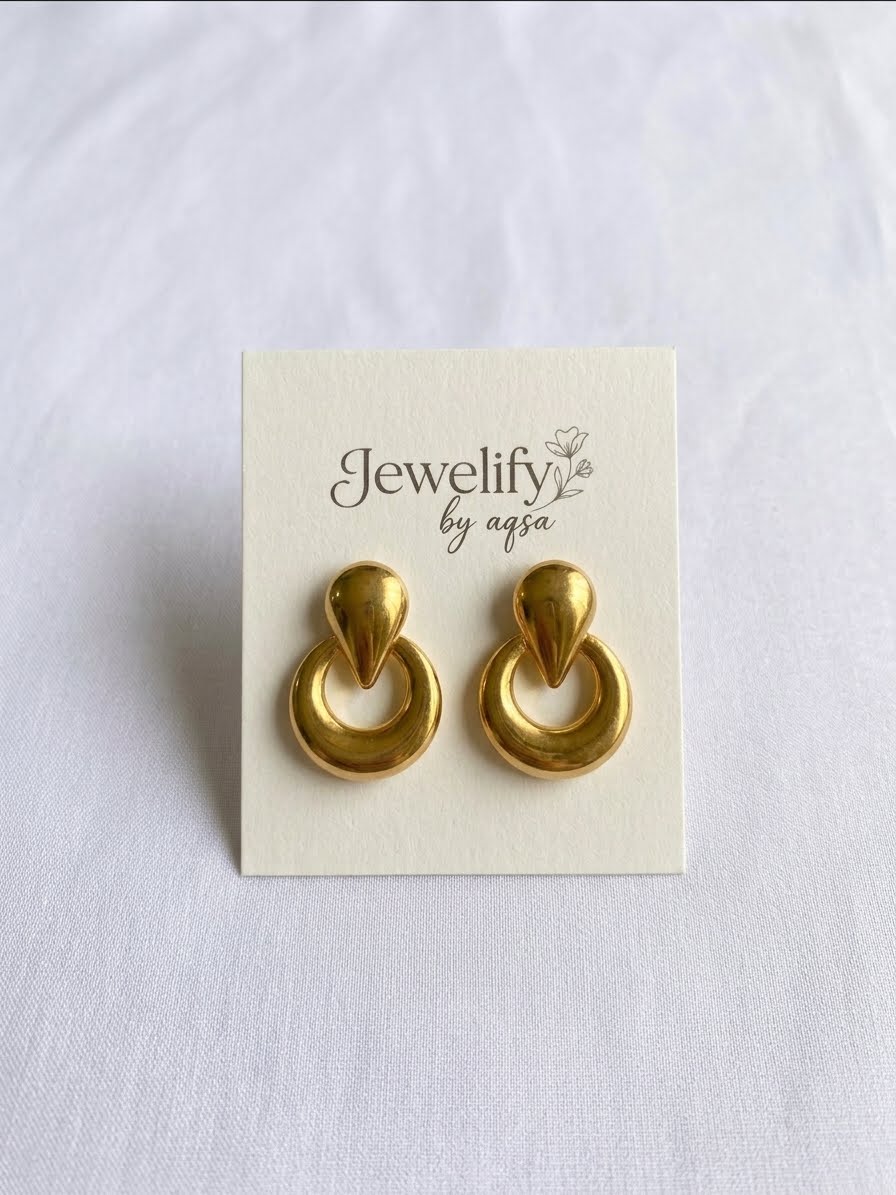 Bold Gold Donut Drop Earrings✨