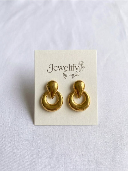 Bold Gold Donut Drop Earrings✨