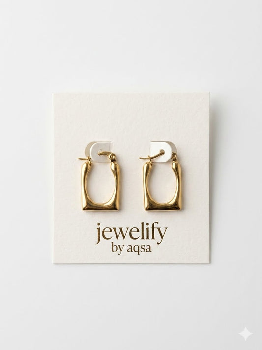 Gold U Shaped Chunky Hoops