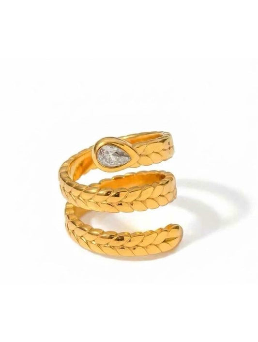 Stone Drop Snake Ring 🐍