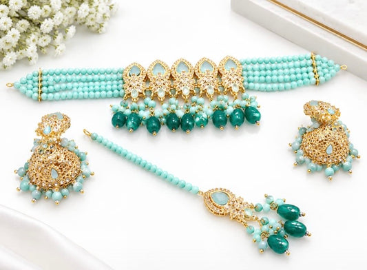 Aqua Blue Fnacy Choker Set🌟
