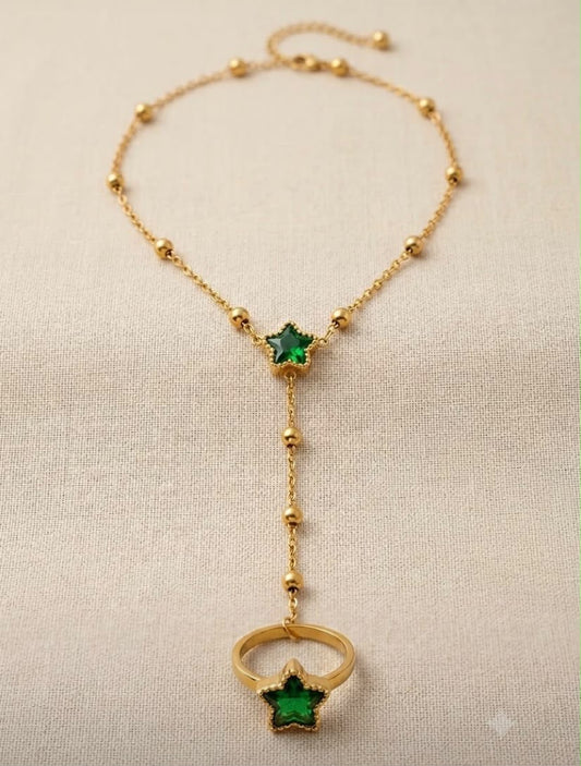 Star Shaped with Golden Beaded stones Hand-Chain🌟