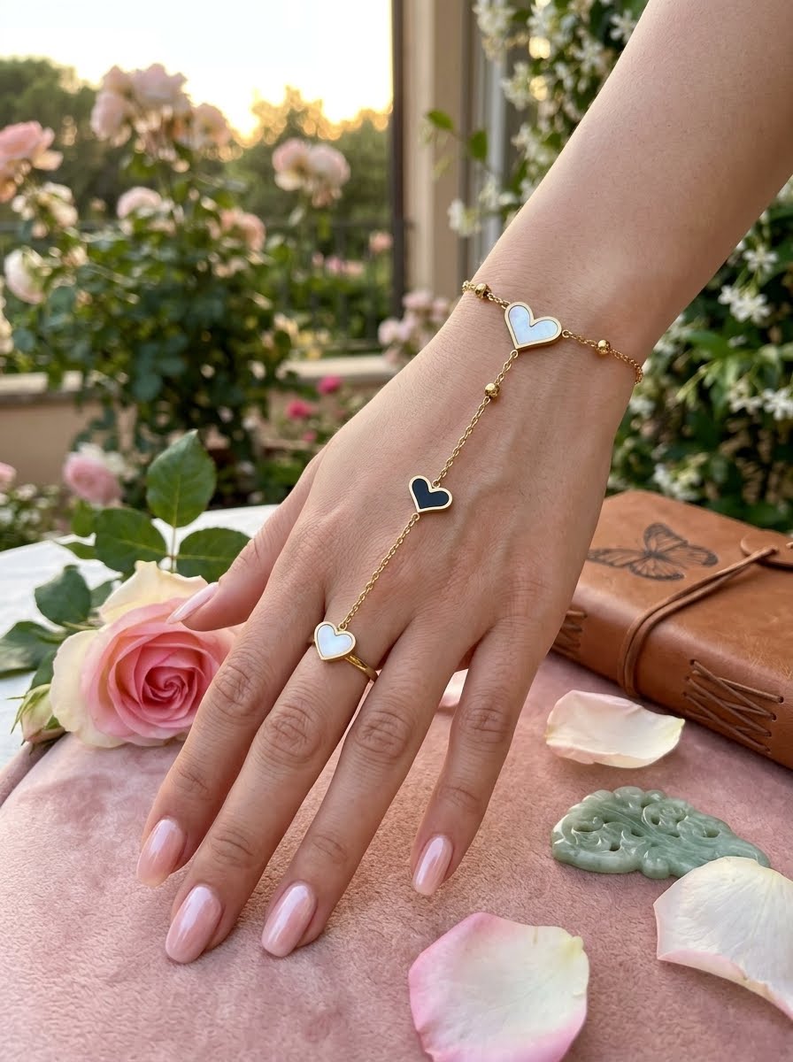 White heart Handchain💌