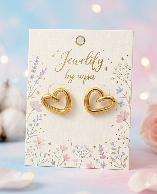 Love Heart Golden Studs