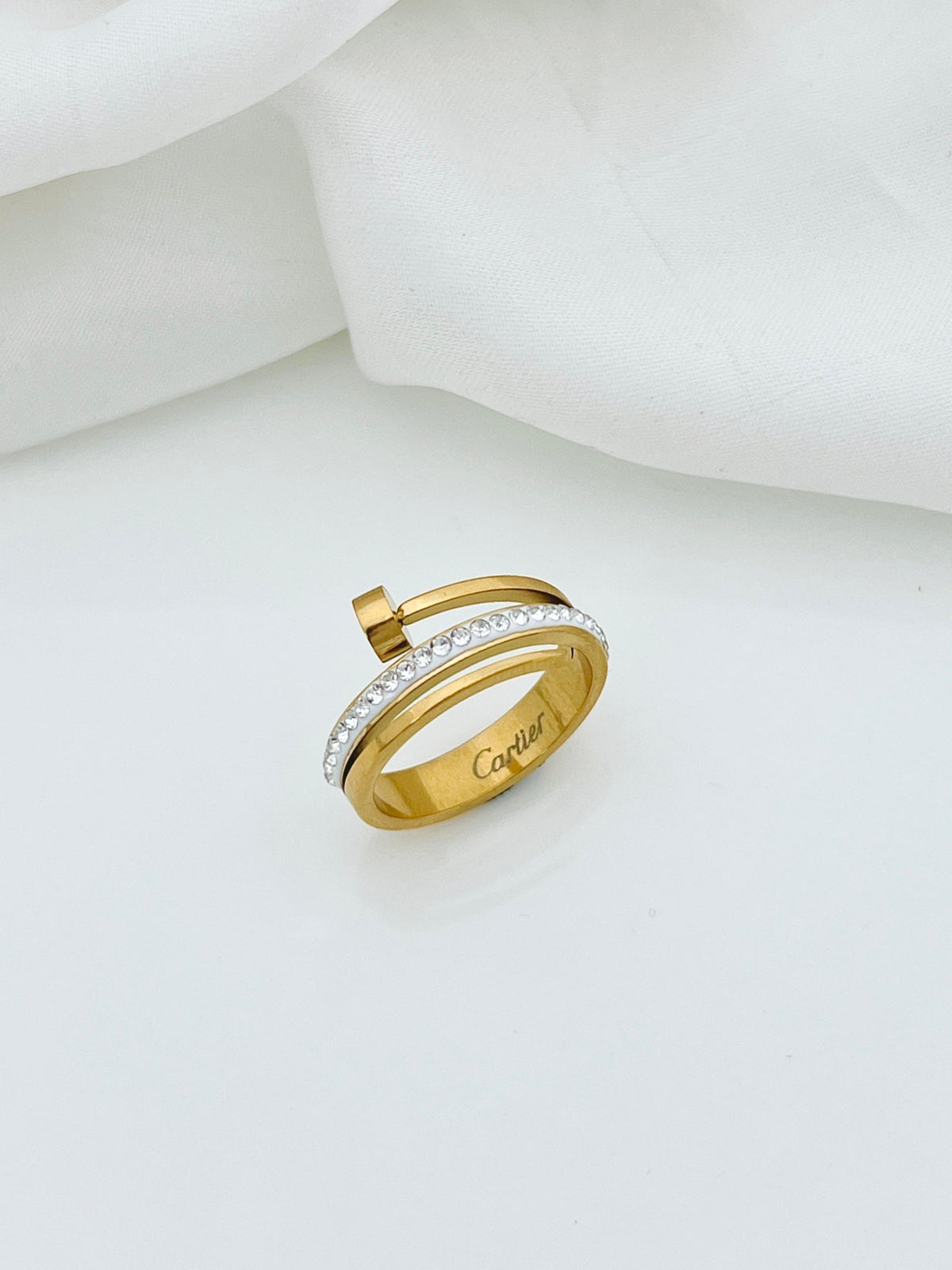 Double Layer Nail Stones Ring