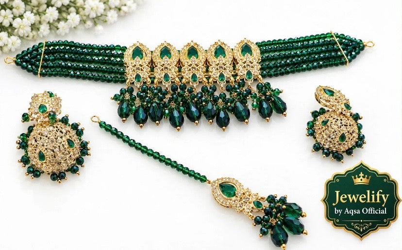 Bottle Green Fancy Choker Set✨