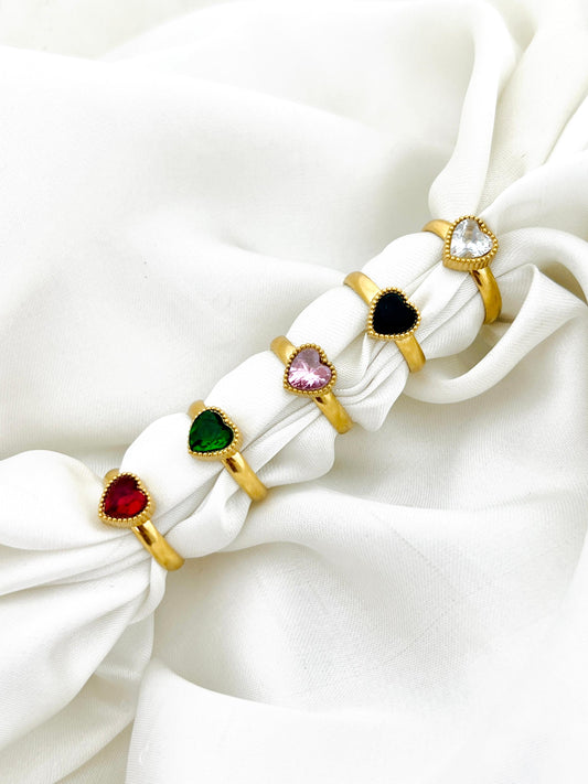 Gold Beaded Heart Ring