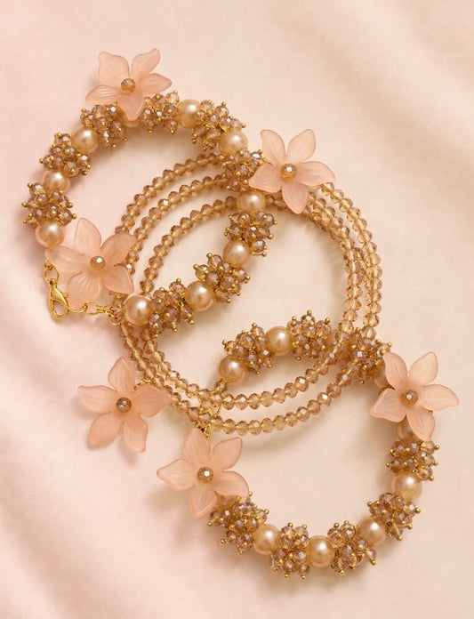 Floral Beaded Bangel Set Golden🔥