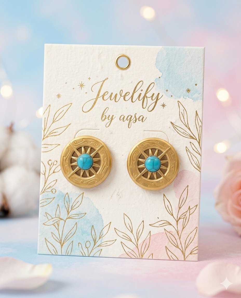 Premium stone Golden Studs