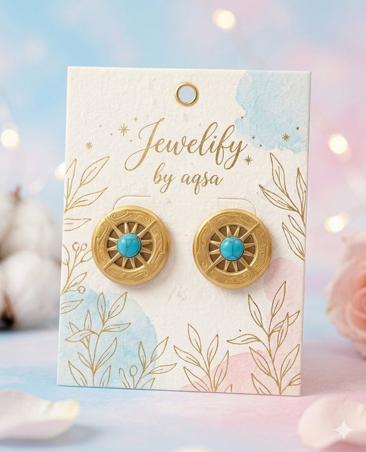 Premium stone Golden Studs