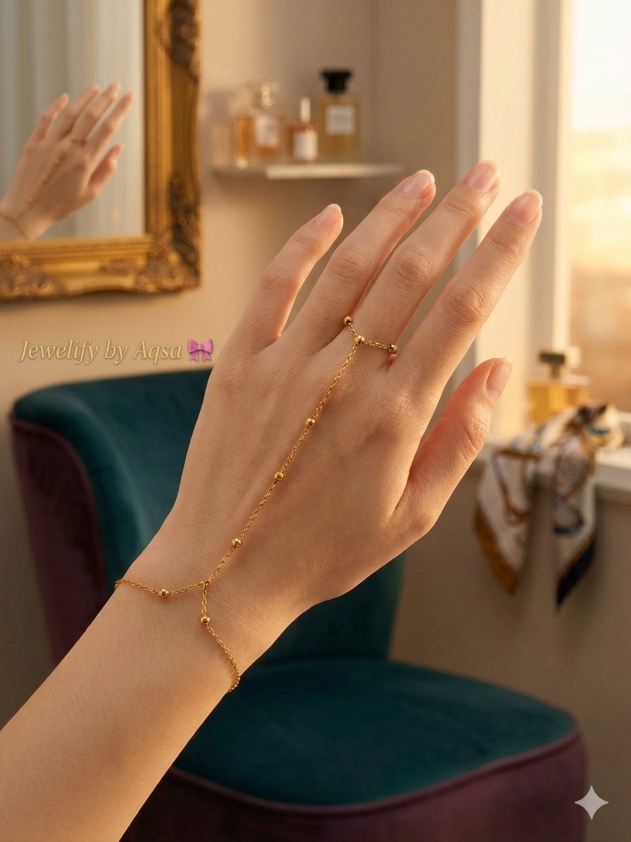 Golden Ball chain Beaded Hand-chain🌟