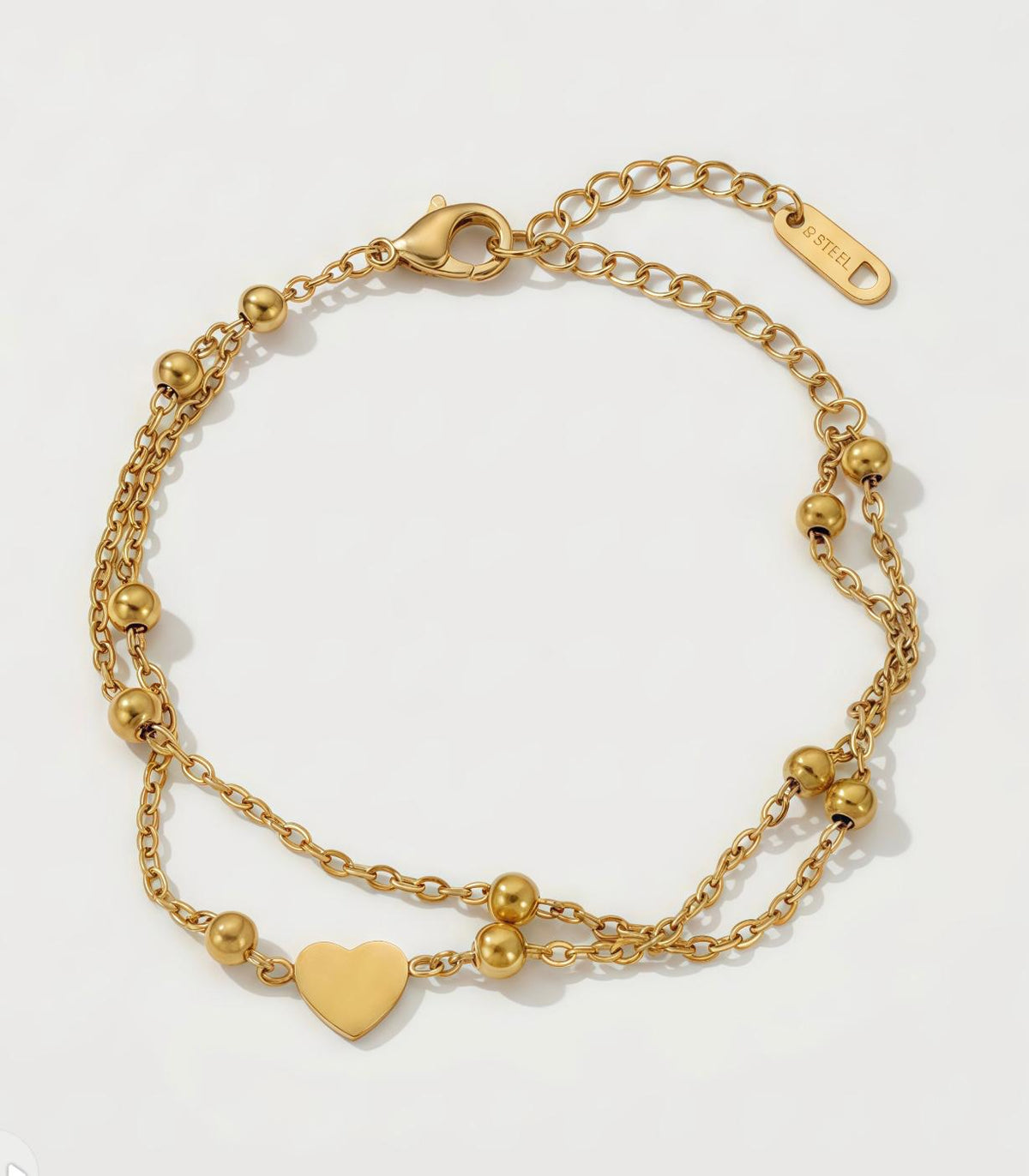 Double Layer heart ball chain Bracelet ❤️‍🔥