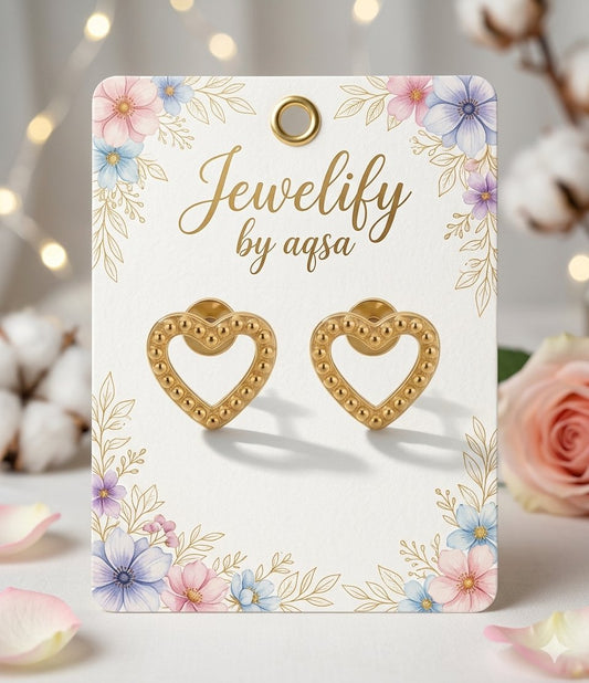 Golden Minimal Heart Studs🌟