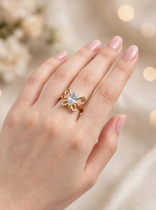 One stone Butterfly Ring