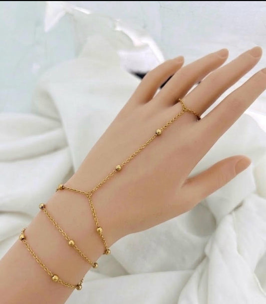 Triple Layer Beaded Hand-Chain