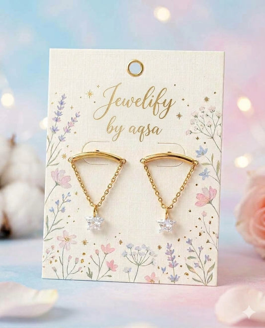 Star Chain Drop Earrings🌟_Gold Plated ❤️‍🔥